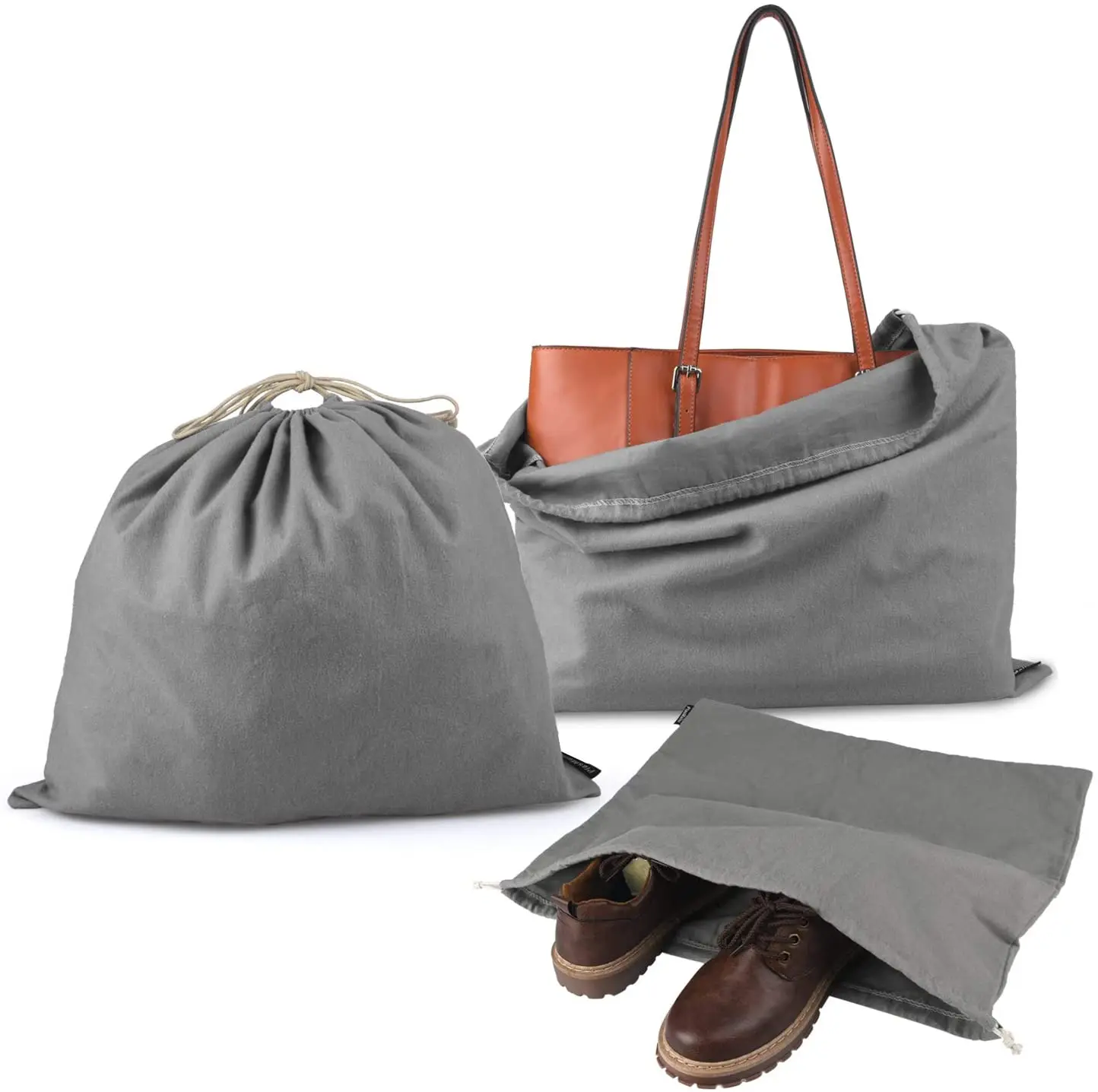 100% Cotton Flannel Bags with Drawstring Dust Pouch For Handbags Purses Pocketbooks Shoes Boots Set