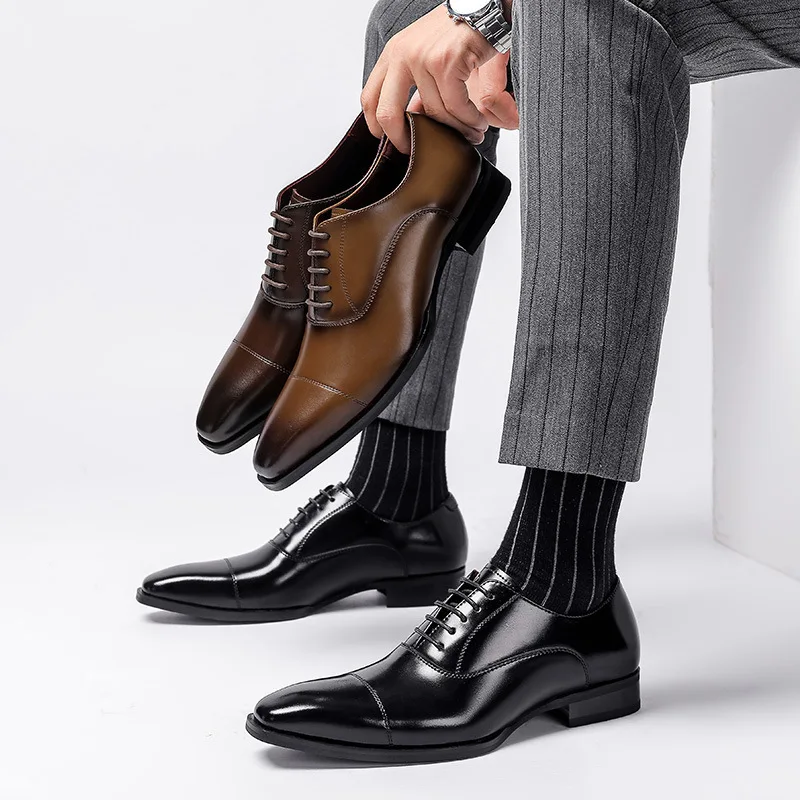 New Arrival Office Oxfords customization Logo Italian Shoes Leather Wedding Dress Shoes