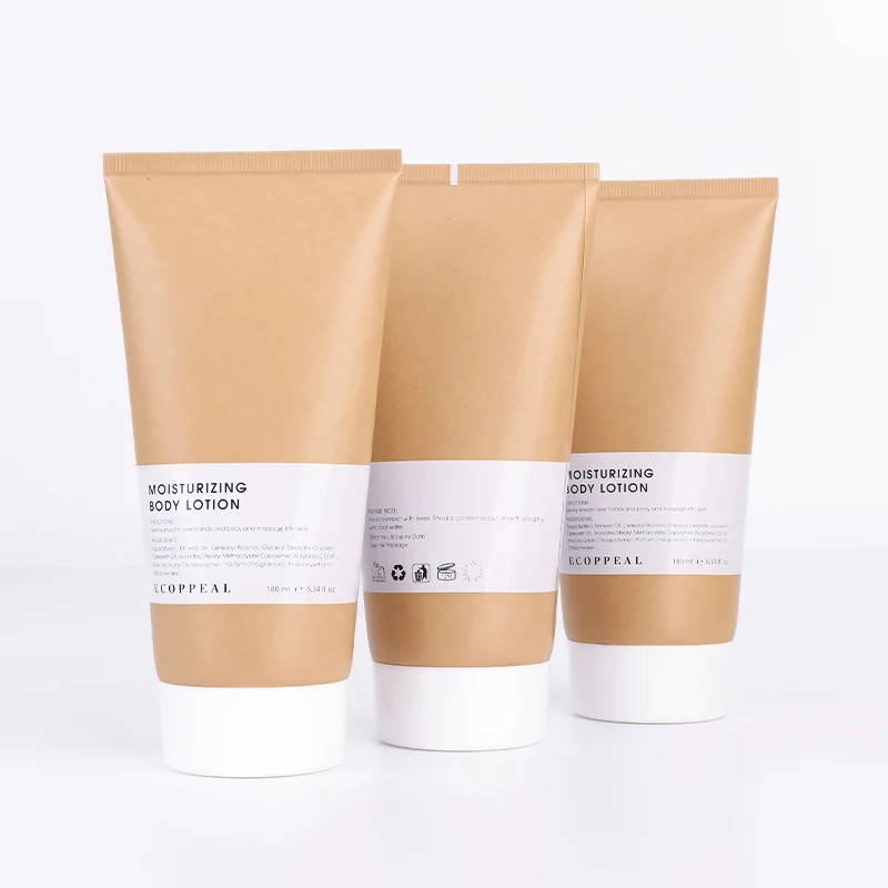 Biodegradable Eco Friendly Craft Paper Cosmetic Packaging Squeeze Tube for bb Cream Shower Gel Container