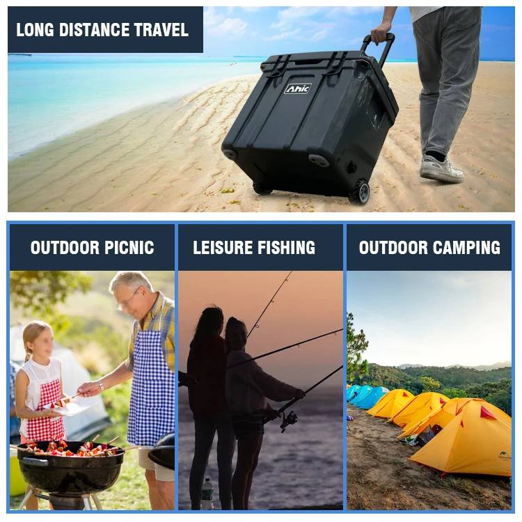 wholesale rotomolded large  coolers cooler box with wheels for picnic portable refrigerator to fish