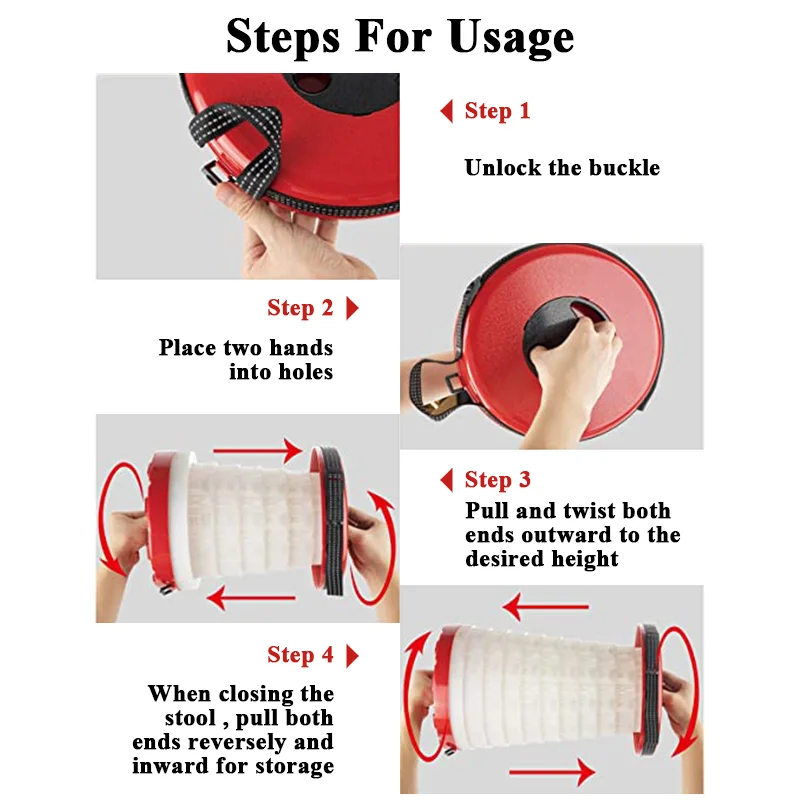 Portable Folding Collapsible Stool with light for Outdoor fishing camping hiking