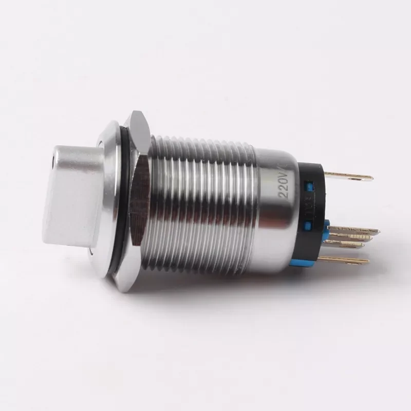19mm electrical knob button switch  latching 8 Pin Terminals rotary switch with light