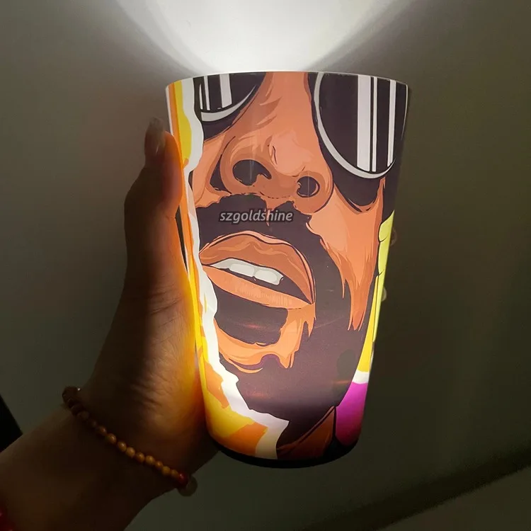 12oz/14oz/16oz Led Flashing Cups Thermal Transfer Printing Customized Logo Liquid Activated Drinking Glow Cup Red Bull Cup