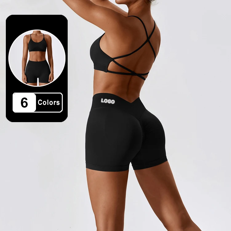 Brand New Yoga Sets Wasmo Gym Fitness Set Eco Friendly Seamless Back Sportswear Tight Womens Two Piece Yoga Short Sets