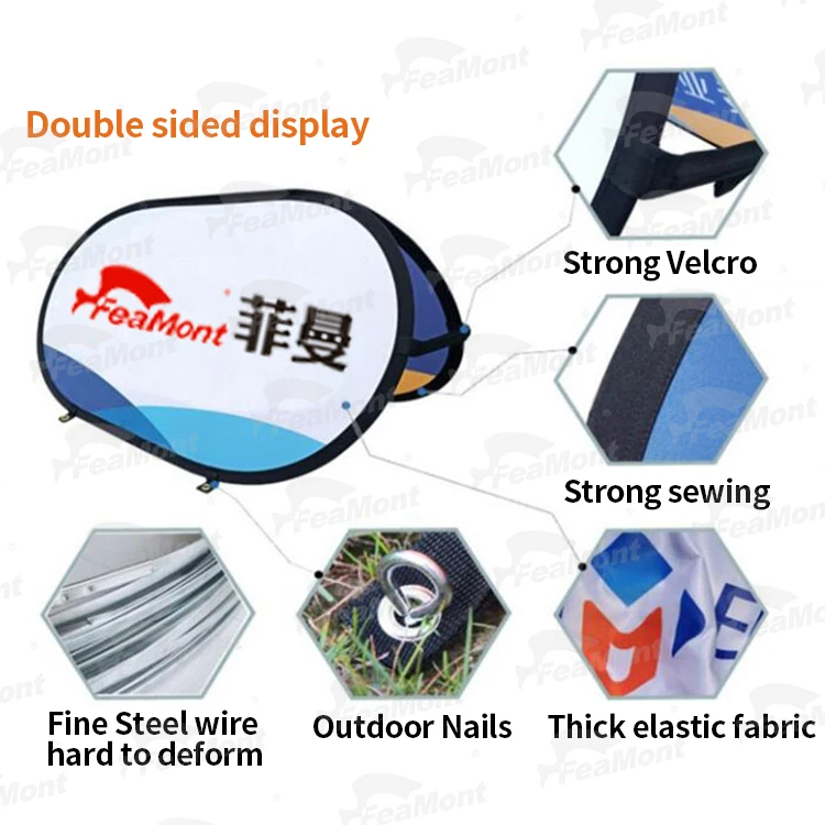 FEAMONT Factory Made Hot Sale Outdoor Pop up Frame Banner Custom Logo Polyester Flags Advertising Football Soccer Golf Events