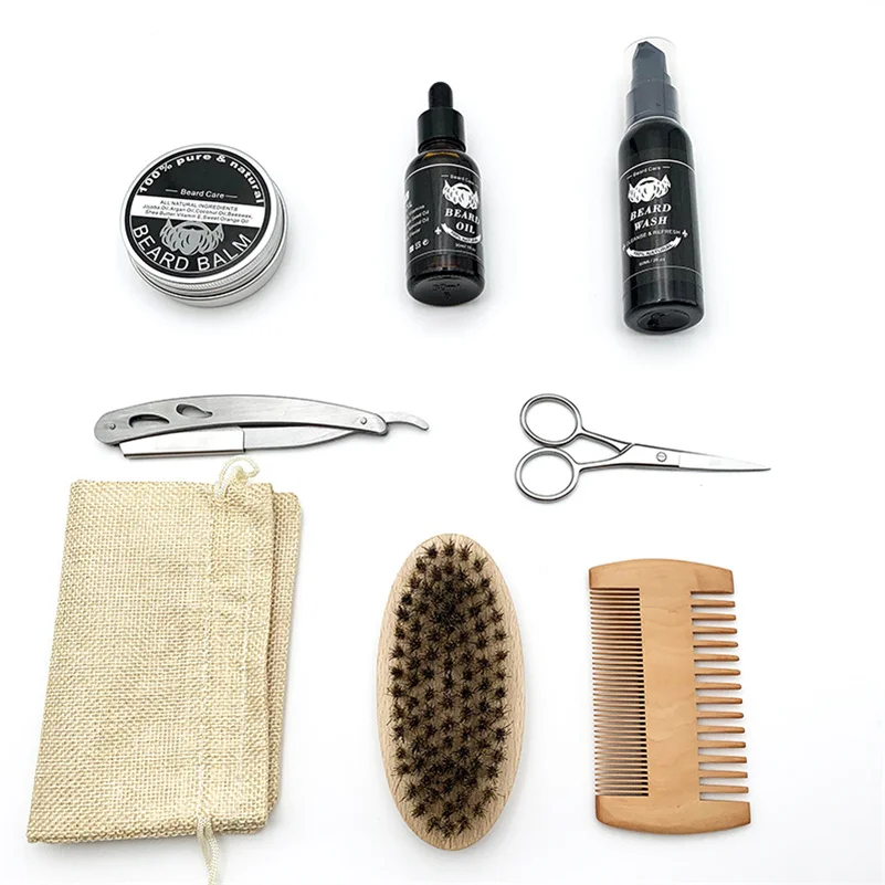 customize men grooming trimming care bees wax beard oil products balm grow set organic beard growth kit