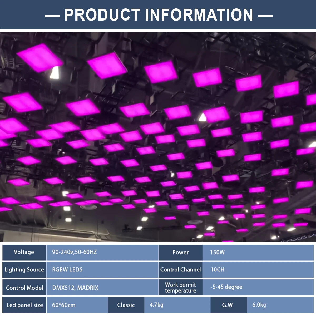 RGBW LED Kinetic Winch Panel DMX 512 Stage Light Matrix with DMX512 Control Mode for Stage Lighting