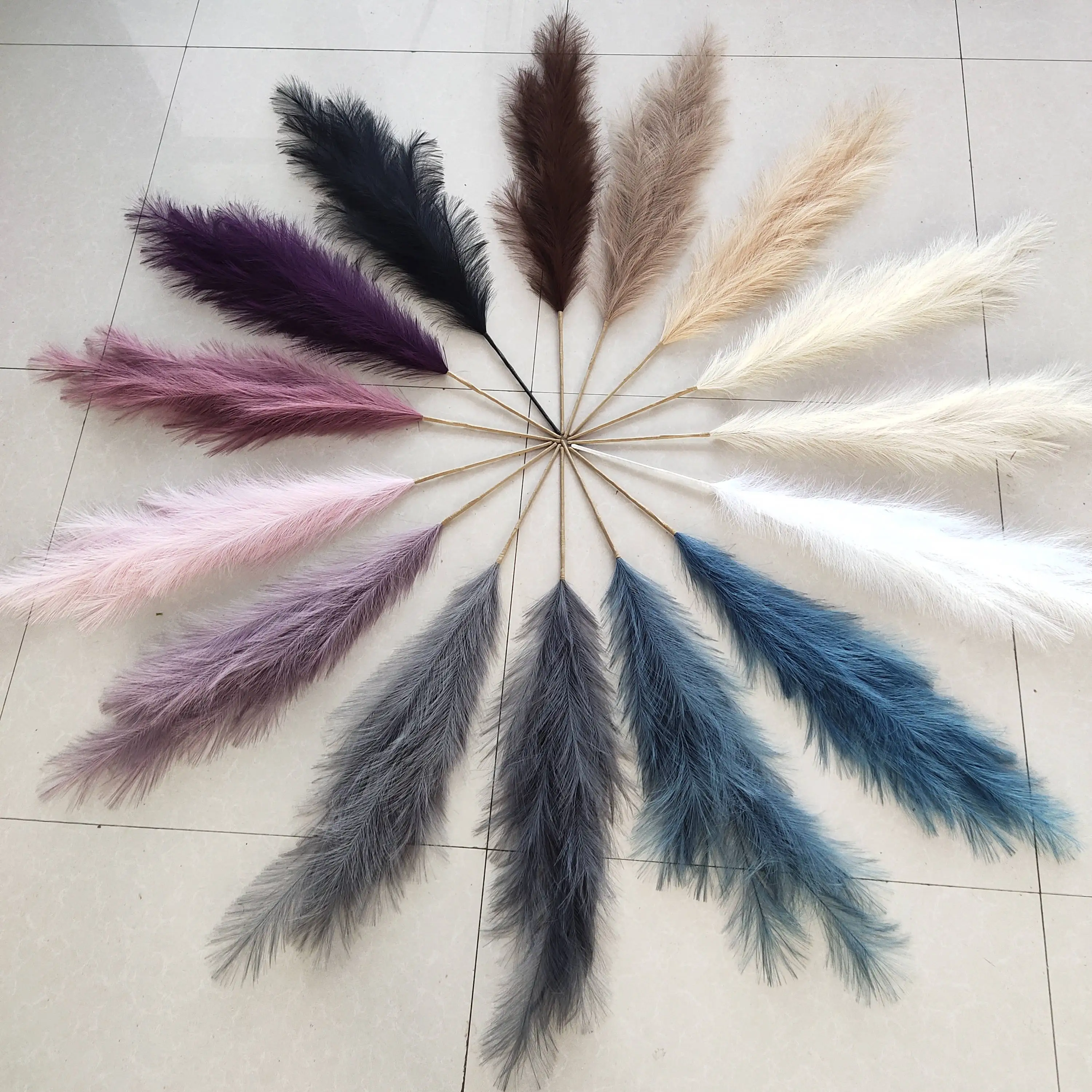 Dry Artificial Grass Pampass 43 Tall Bouquet Weddings Decorative Flowers Natural Faux Small Dried White Pampas Grass Decor