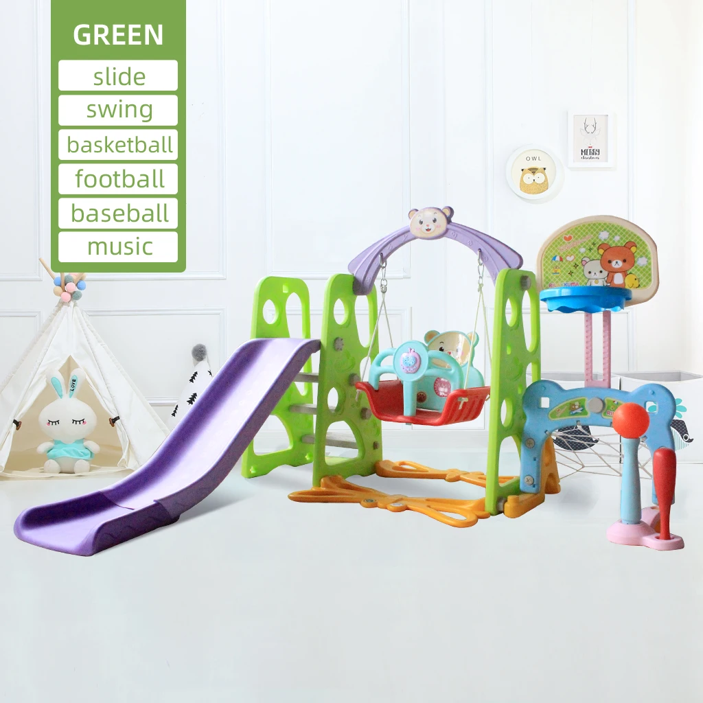 Multi-Function New Style Indoor Playground Classic 5 In 1 For Kids Plastic Slides Children Slide Outdoor Swing