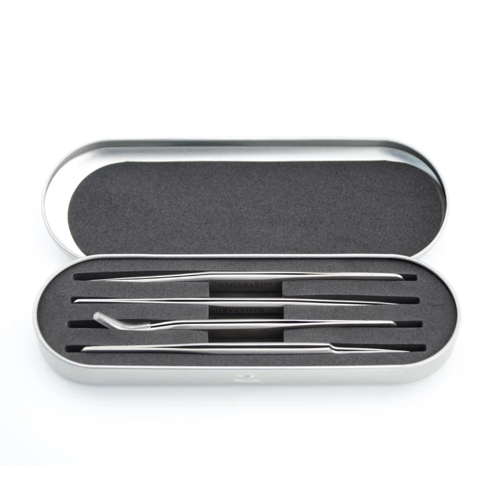 NAGARAKU Professional Box ONLY Collection of Eyelash Extension Tweezers Storaging Stainless Steel Box