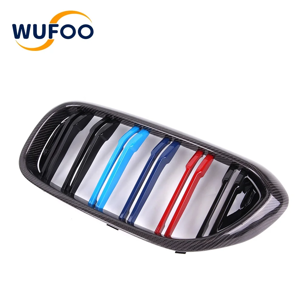 For BMW 17-19 5 Series G30 G38 Doule Salt Carbon Fiber Glossy Tricolor Grille