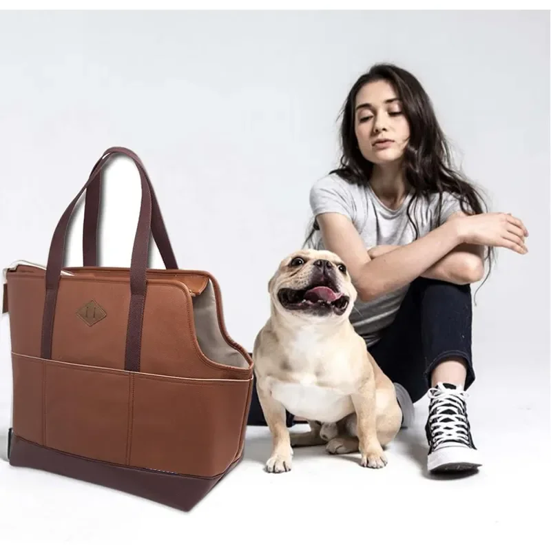 Portable Padded Leather Dog Cat Carrier Bag Waterproof Travel Luxury Pet Carrier Tote Bag