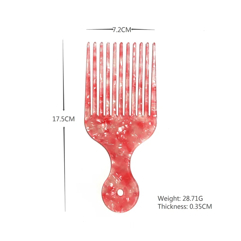 Large Wide Tooth Combs Curved Hook Brushes Detangling Big Teeth Hairdressing Cellulose acetate comb