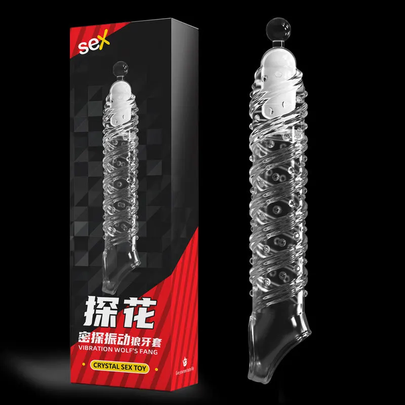 crystal washable vibration condom ring with vibrator sex toys condom for man woman