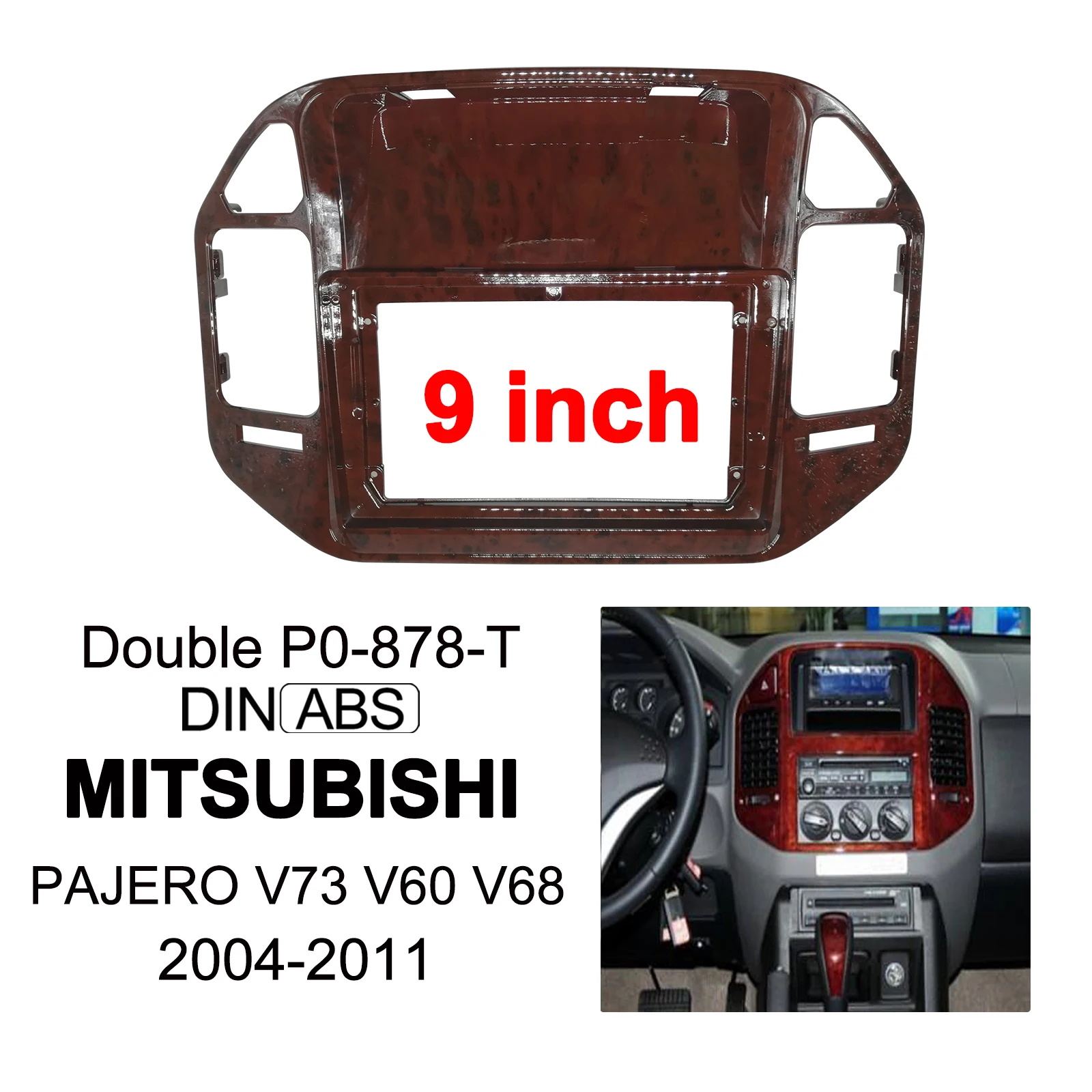 Car DVD Frame Player ABS Plastic 9 Inch Dash Kit Fascia for Mitsubishi Pajero V73 V60 V68 2004 2005 2006 2007 2008 2009 2010