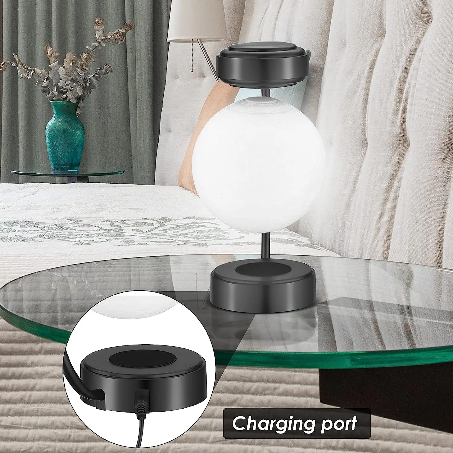 Lampe De Chevet Levitating Moon Lamp Floating Lights Spinning In Air Desk Luna Light Magnetic 3d Printed Led Lunar Lamp Black
