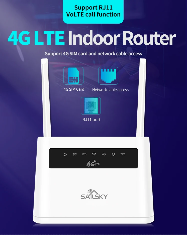 4G Routeur RJ11 Volte 300mbps WiFi Hotspot 3G 4G LTE CPE 32 Users WiFi Wireless Router With Sim Card Slot