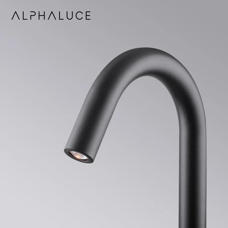 Alphalighting Dc24V Nordic Contemporary Thin Bendy Pole Black Water Pipe Led Modern Lighting Bollard Garden Lamp Led Outdoor