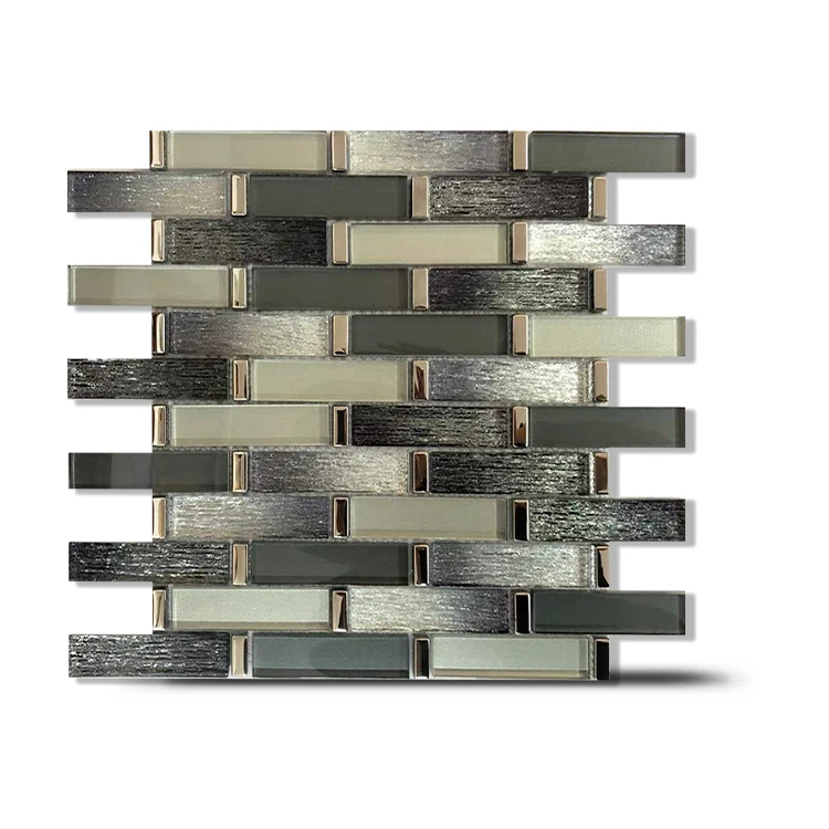 Blend Metal Wall Covering Home Decor Contemporary Interior Exquisite Strip Design Embellsihments Glass Mosaic Tile