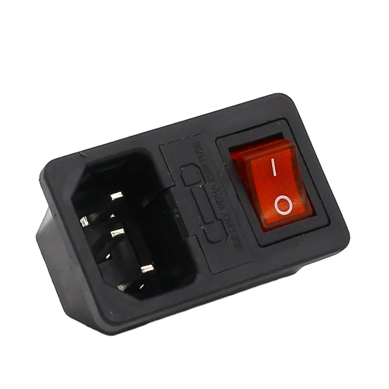  10A 250VAC 3/4 Pin IEC 320 C14 Входной разъем питания с красным клавишным выключателем держатель