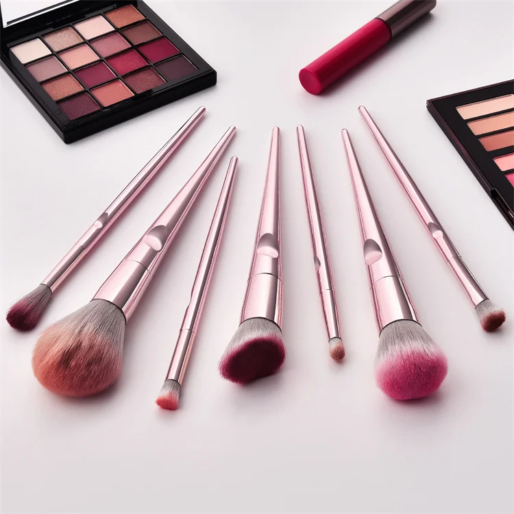 10pcs Glitter Pink Makeup Cosmetic Powder Foundation Makeup Brush Set With Case