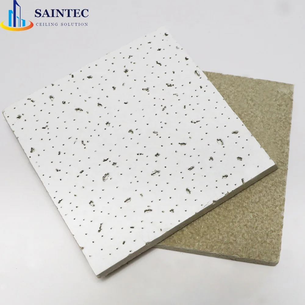 Acoustic mineral fibre wood covering soundproof ceiling tile