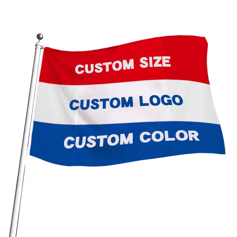 Custom Pole flags 3*5 2*3 4*6 2*8, factory production double side printed with three layers with blackout fabric