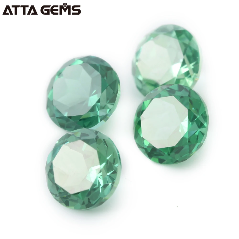 Round Shape Lab Created Green Sapphire Stone Rough Synthetic Green corundum Gemstone