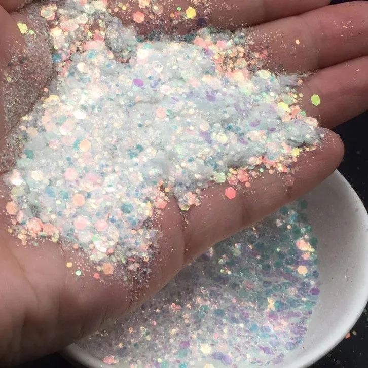 Iridescent Purple Glitter Pastel colors Non-toxic Polyester Material Mix Chunky Sizes for Arts Crafts Decorations