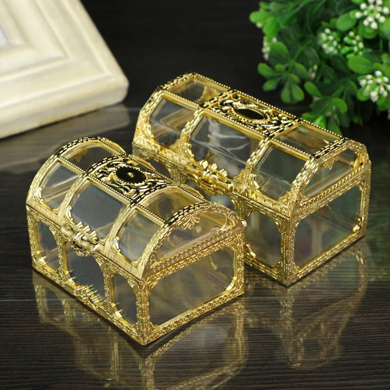 wholesale Golden plastic candy boxes for Chocolate with windows