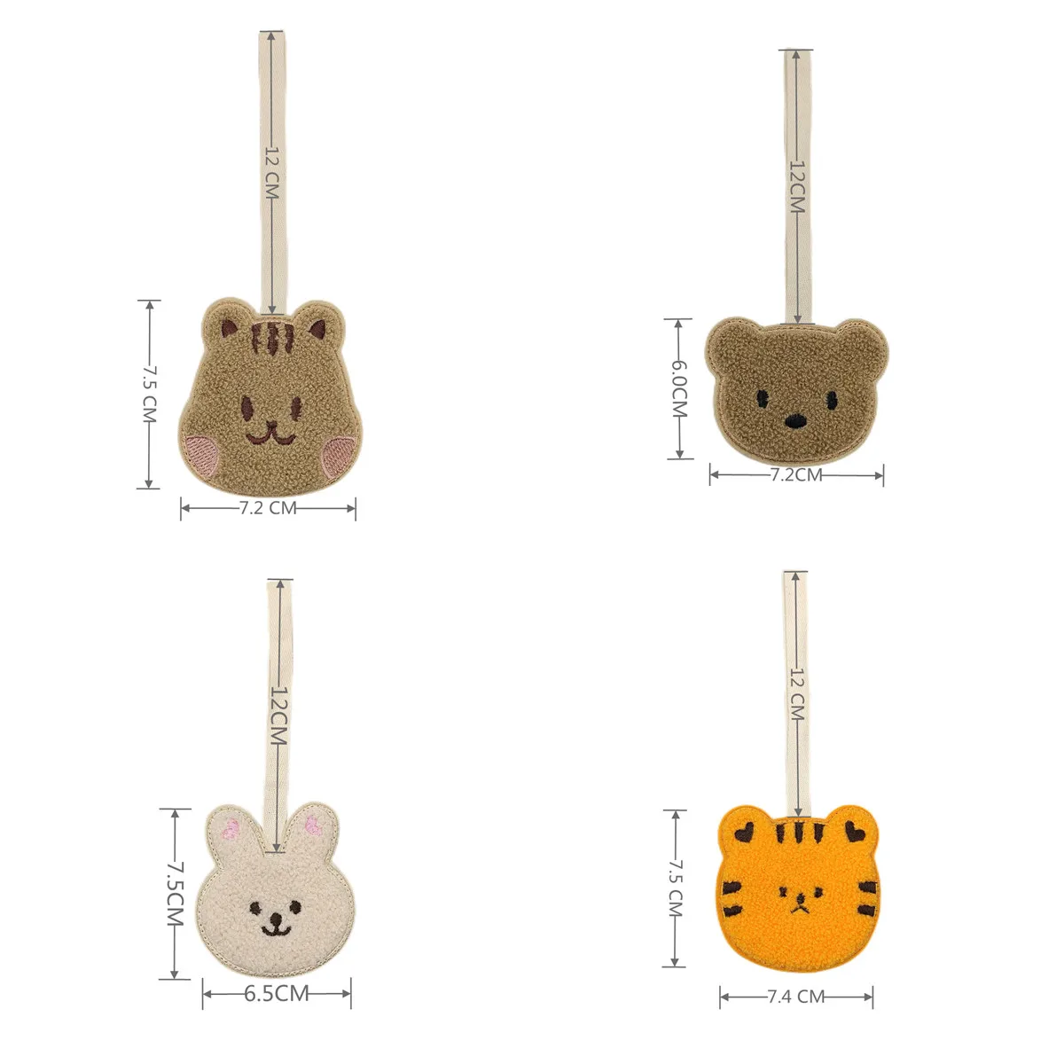 Wholesale animal cartoon Plush Name Tag Baby Backpack Decorations Pendant  Cute Cartoon Name Pendant