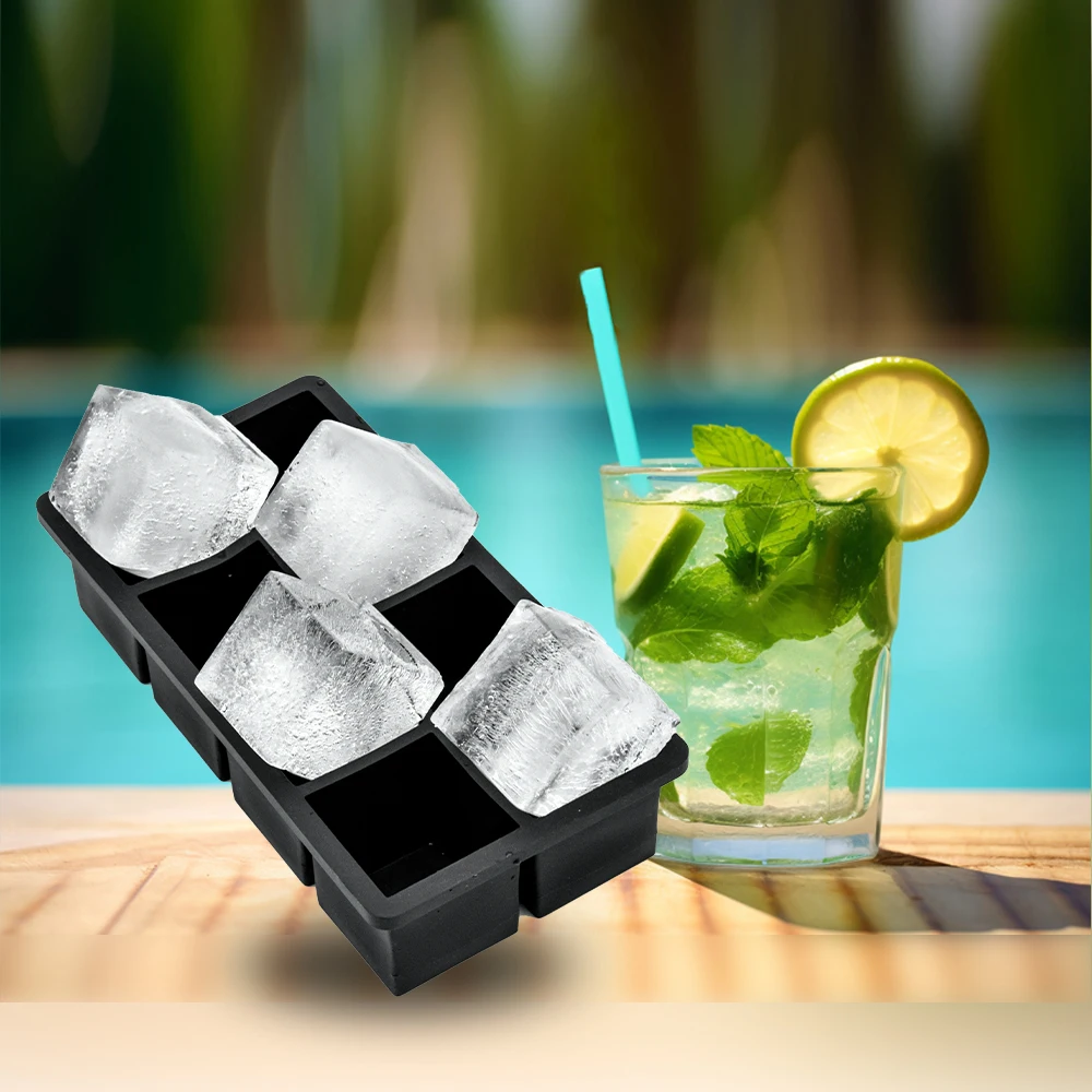 Large Silicone Ice Cube Trays for Whiskey,2-Inch Square Ice Cubes for Bourbon, Whisky Cocktails Giant Ice Cube Tray
