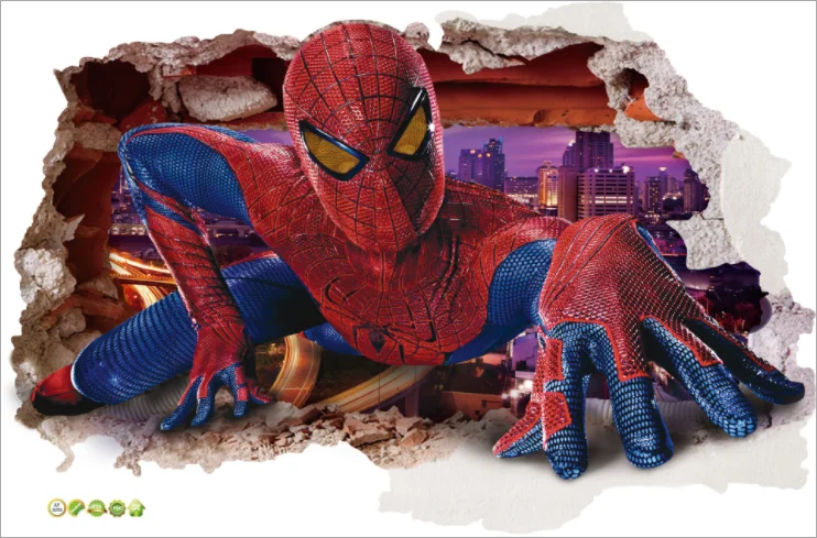 AY9269 3D Effect Boys Room Decor Superhero Spider Man Stickers Marvel