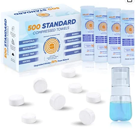 500-compressed Towels Toilet Paper Tablets Skin Care White OEM Personal Care Facial Beauty Equipment Multi Purpose Round Soaking