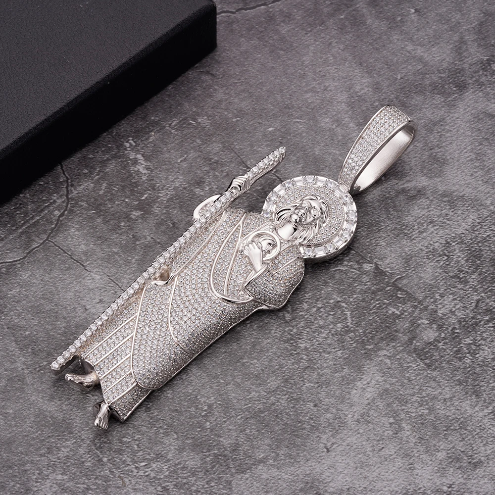 Fine Jewelry st.jude white San Jude 18k Gold Silver Plated Iced Out CZ Moissanite Religious Necklace san judas tadeo jewelry