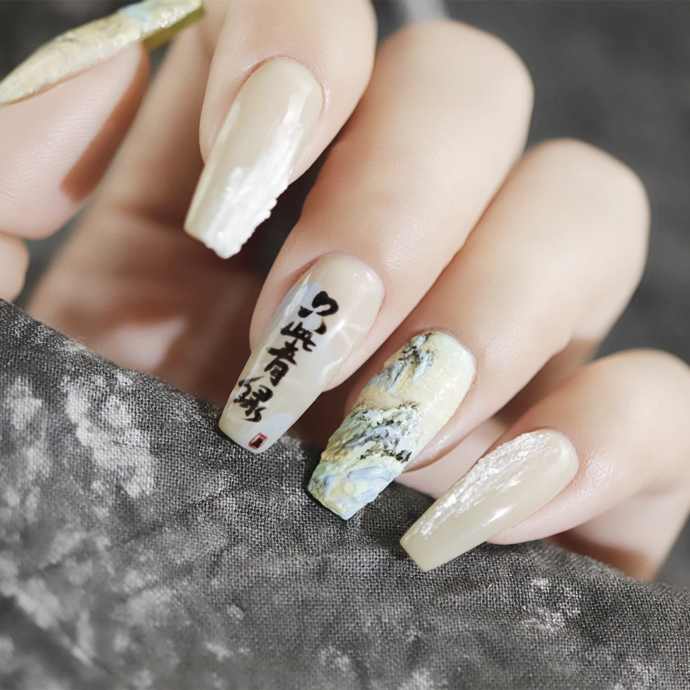 Hanyinails Custom Wholesale 3d UV Gel Polish Soak Off Glitter Embossed Art Sculpture Carving Gel