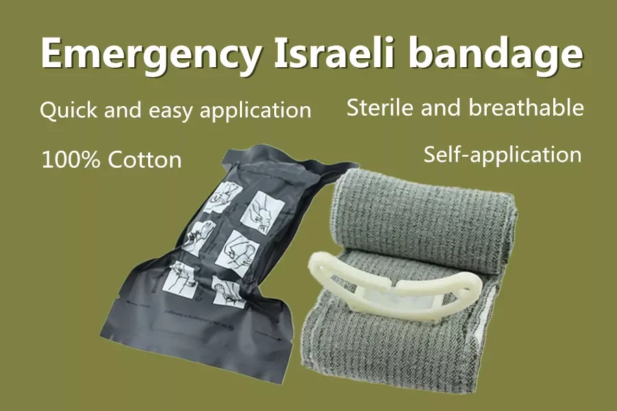 Ready Stock Wholesale 4 Inch 10cm Emergency Trauma Medical Compression Israeli Bandage For Medical Dressing