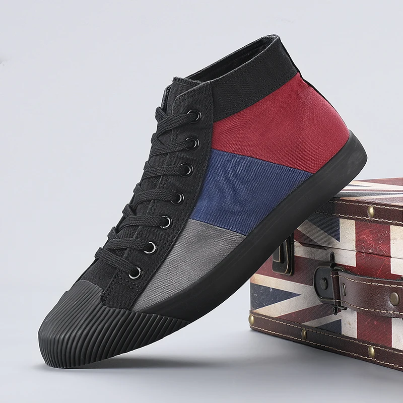 Custom Manufacturer Small MOQ Men Running OEM Shoes Causal High Top Canvas Trendy Sports Training Sneakers