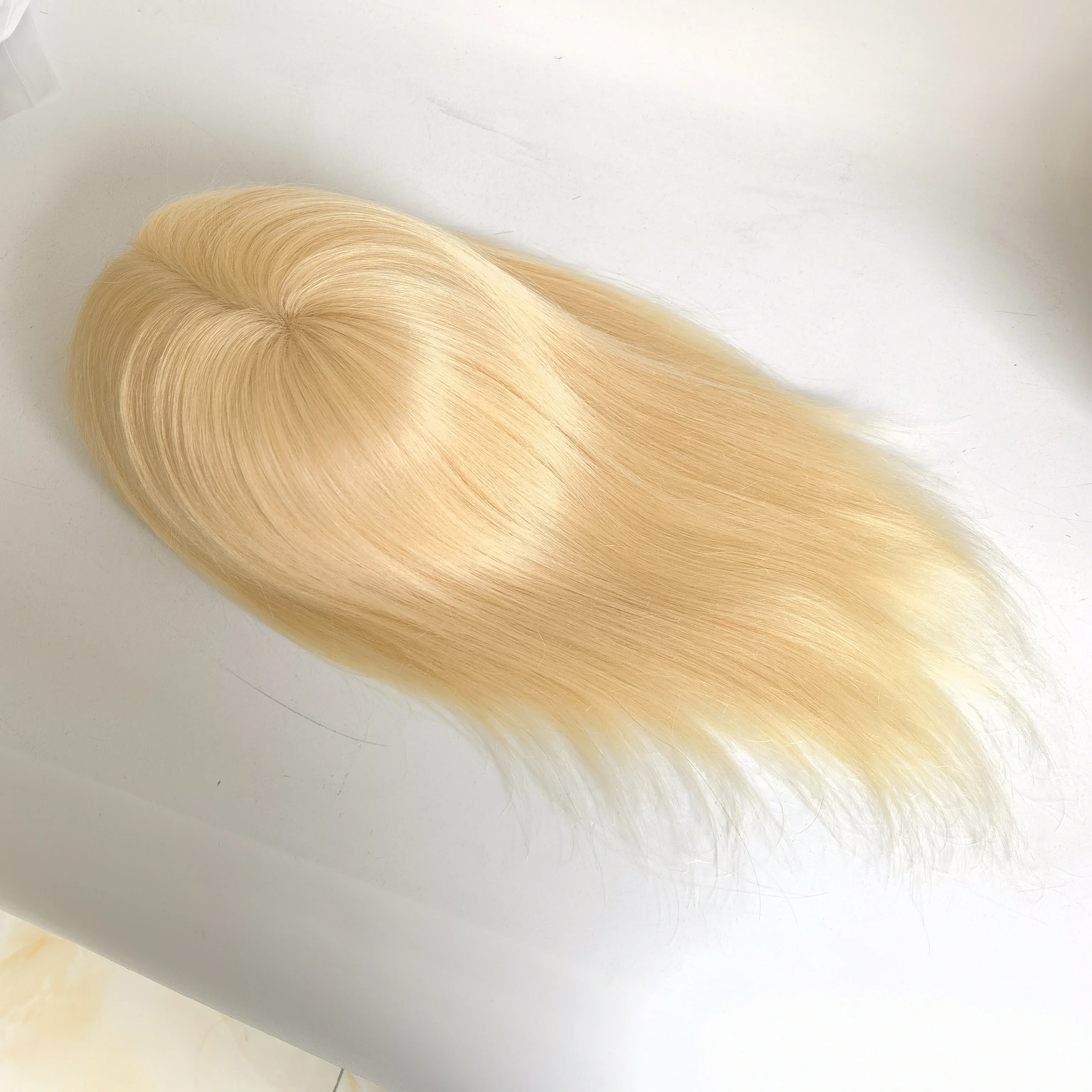HQ Super invisible Hand Made Women and Man Unit Durable MONO with Double PU Around Blonde Human Hair Customized Toupees