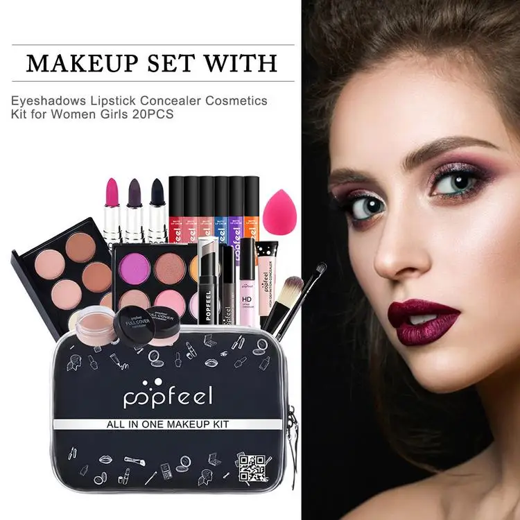 
Professional Make Up Sets Cosmetics Kit with Eyeshadows Lipstick Concealer Cosmetics Kit for Women Girls Starter 20PCS 