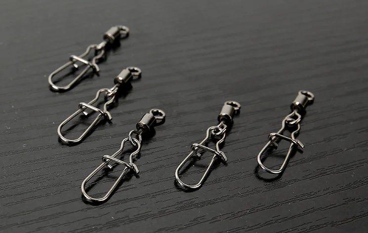 In Store Stainless Steel Connector Bait Spinner Fishing Lure Rolling Swivel With Fast Lock Snap Hook Rotating