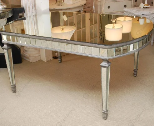 Contemporary Hot Round Modern Glass Mirrored Furniture Dining Table For Living Room