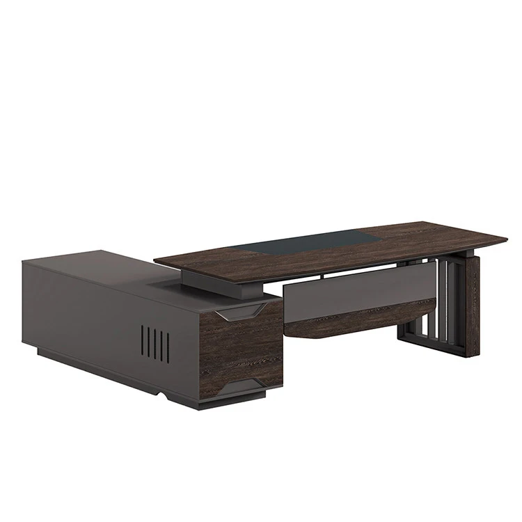 Foshan manufacturer heat resistant walnut MDF L type vip executive office desk table