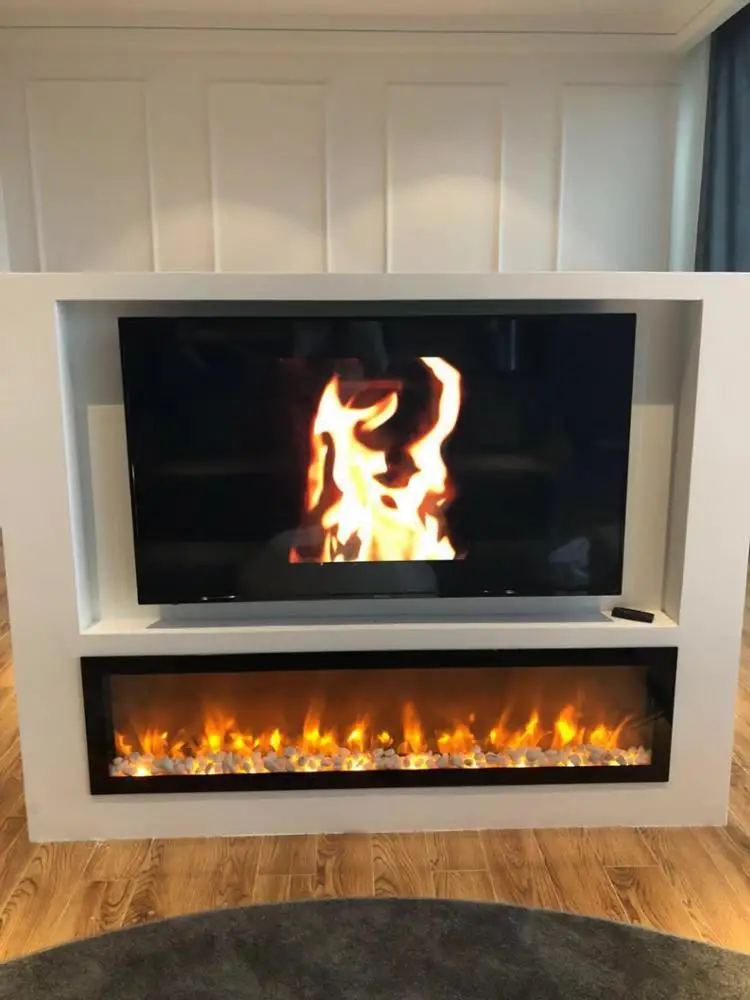 1800 mm insert /build in/recessed electric fireplace with pebbles