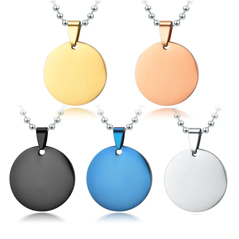 Customized Round Coin Stainless Steel Necklace Army Metal Card Cat Identity Card Pendant Necklace