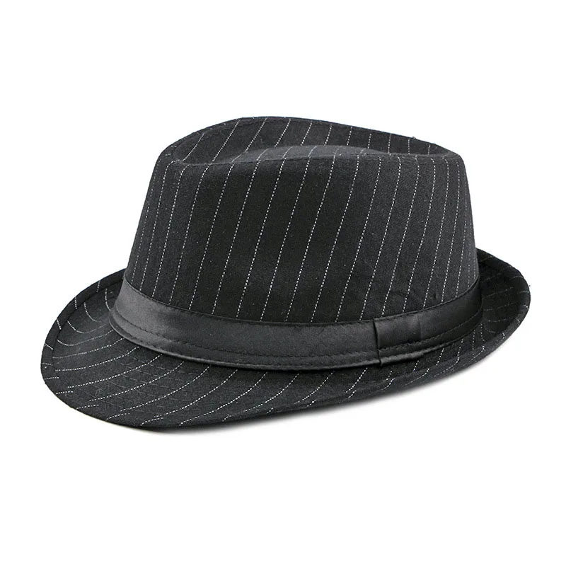 Unisex Classic Trilby Fedora Hat with Band Casual striped Jazz Cap Manhattan