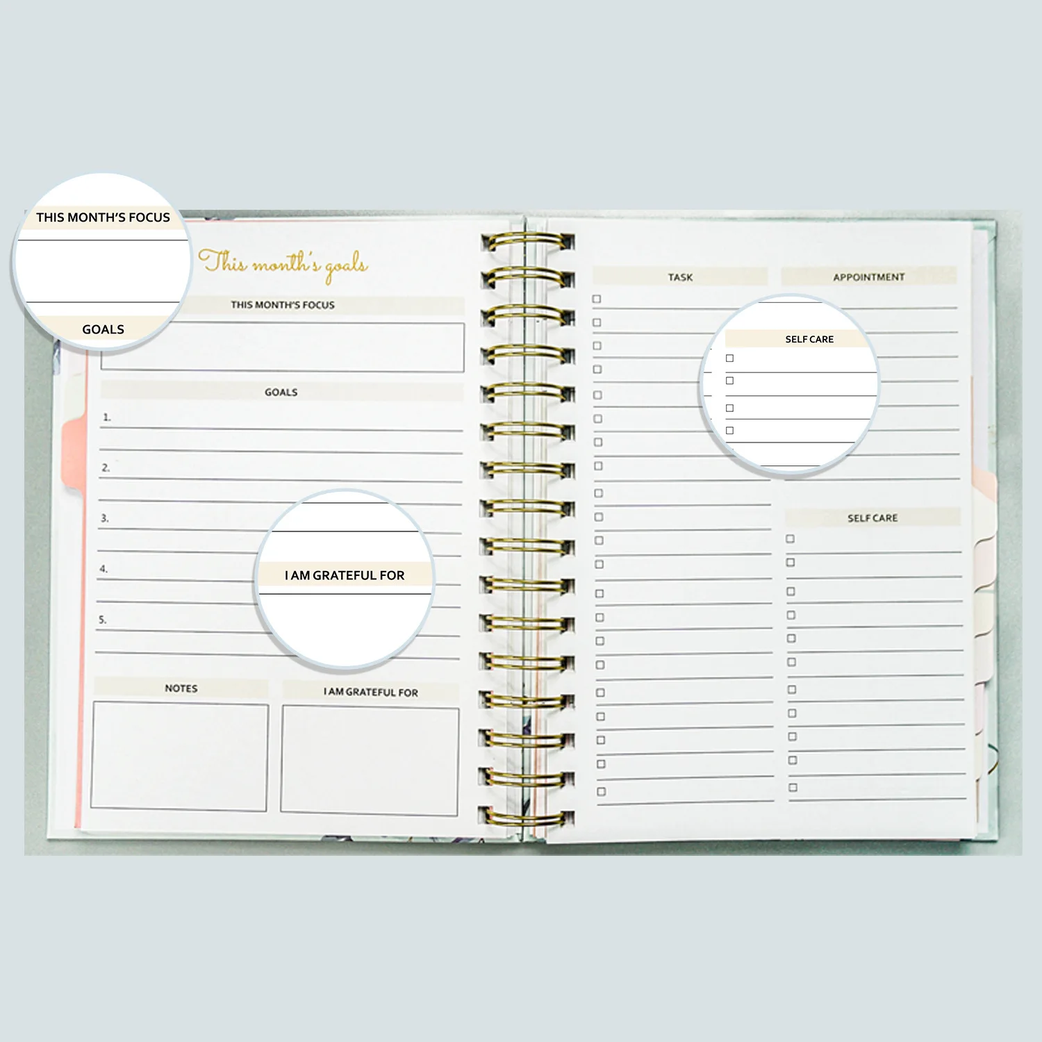 Printed Cover Metal Spiral Coil Book With Date Calendar Schedule Planner