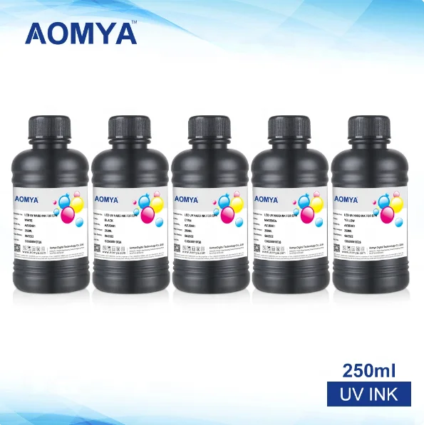 Aomya 250ml Led UV Ink for DX4 DX5 DX7 DX10 TX800 XP600 Printhead For Epson 1390 L800 L1800 L805 R1800 R1900 UV Modified Printer