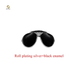 Customized Design Pin Brooch Silver Black Enamel Sunglasses Pin Brooch