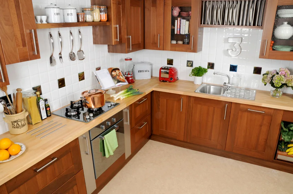 Домашняя деревянная мебель столешницы прямоугольные с натуральным краем пекан гикори кухонные из орехового дерева